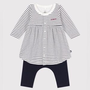 NWT PETIT BADEAU Baby Girl’s Long Sleeve Dress with Leggings- Multi/ Size 12M